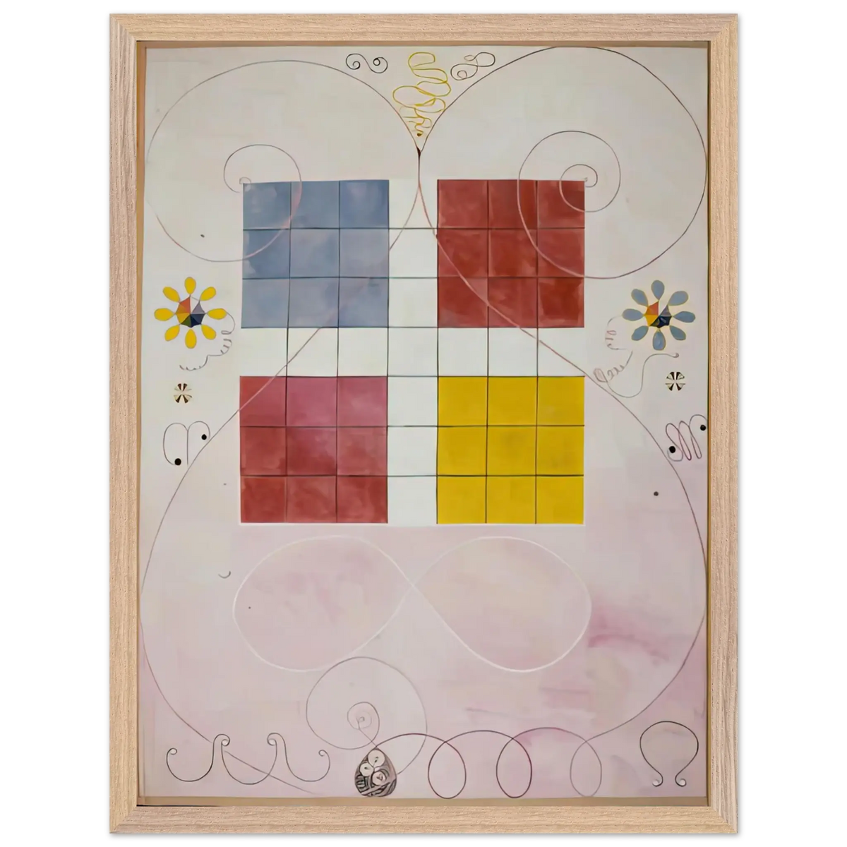 Hilma af Klint - DE TIO ST RSTA N 10 ALDERDOMEN 1907 Wall art - 21x29.7 cm / 8x12" - Premium Wooden Framed Poster With Fine Art Paper - White frame