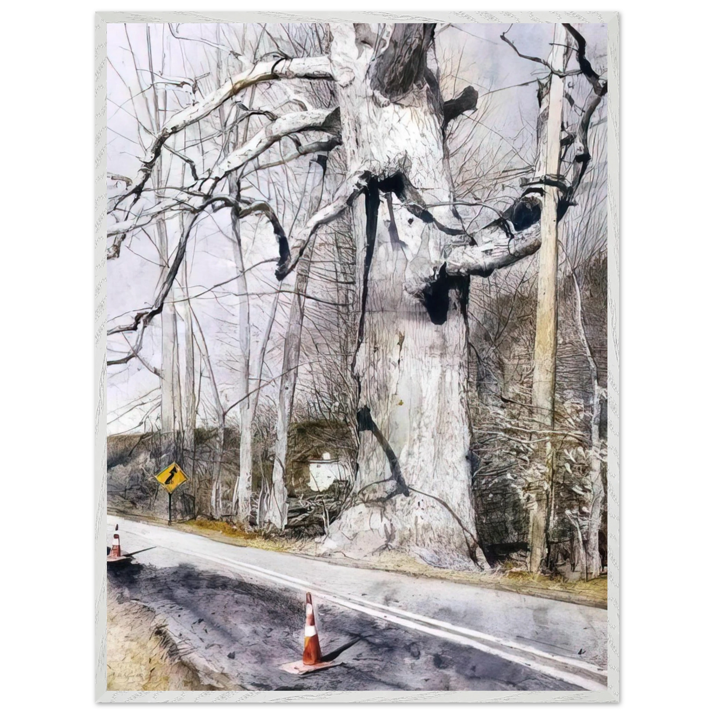 Andrew Wyeth - WALKING STICK Wall Art - 21x29.7 cm / 8x12" - Premium Wooden Framed Poster With Fine Art Paper-canvas - Black frame
