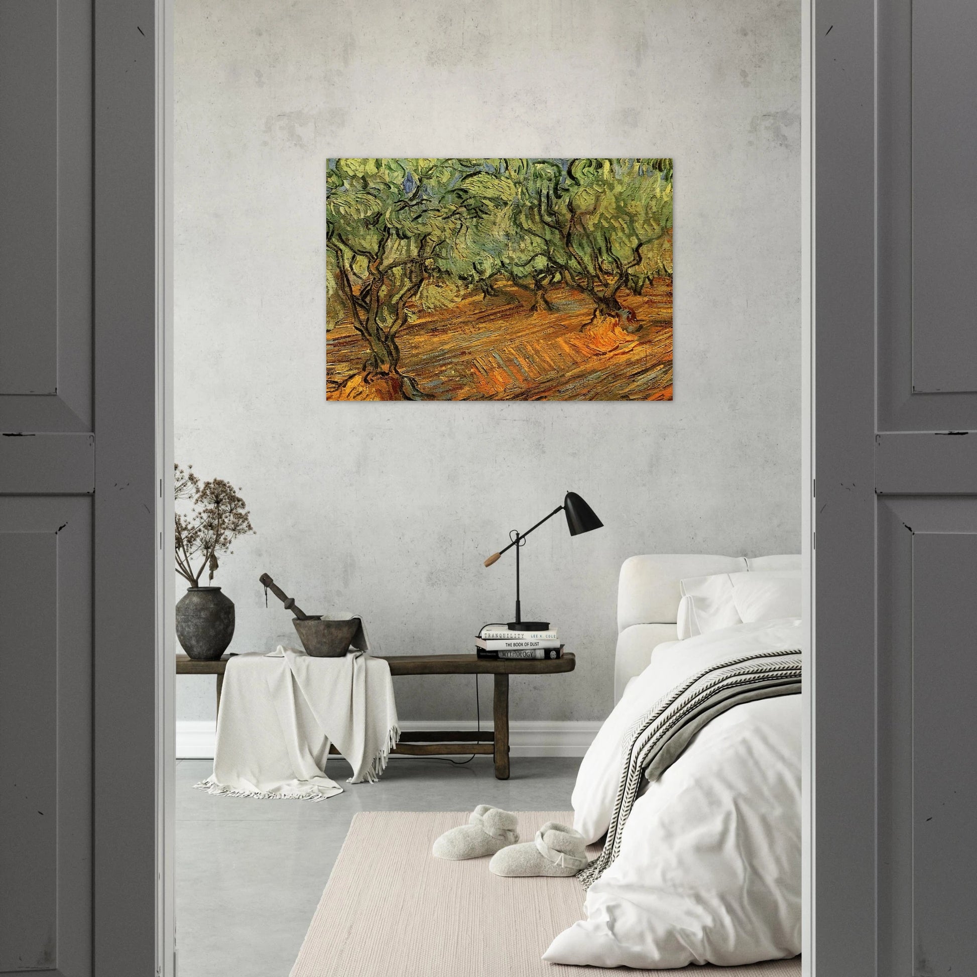 Olive Grove - Bright Blue Sky - Vincent van Gogh Brushed Aluminum Print - 70x100 cm / 28x40 inches | Vincent van Gogh Aluminum Print | Vincent van Gogh Prints