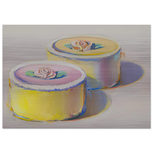 Rosebud Cakes - 1995 - Wayne Thiebaud Brushed Aluminum Print - 70x100 cm / 28x40 inches | Wayne Thiebaud Aluminum Print | Wayne Thiebaud Prints