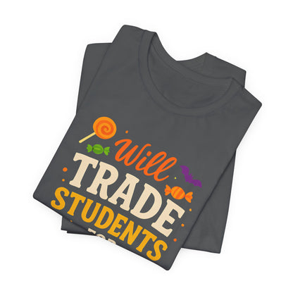 Zal Studenten Ruilen Voor Snoep Leerkracht Schattig Halloween Kostuum T-Shirt