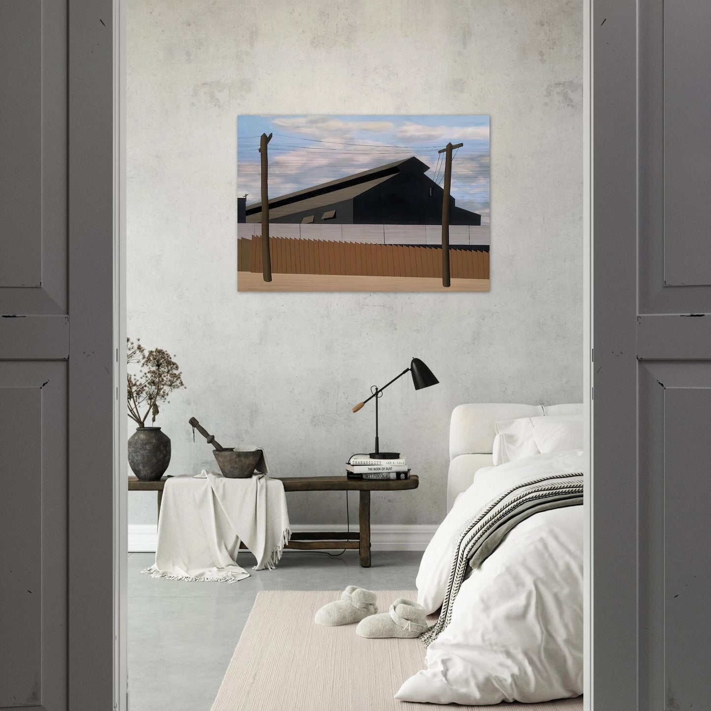 Steel Foundry, Coatesville, Pa. - 1937 - Ralston Crawford Brushed Aluminum Print - 70x100 cm / 28x40 inches | Ralston Crawford Aluminum Print | Ralston Crawford Prints