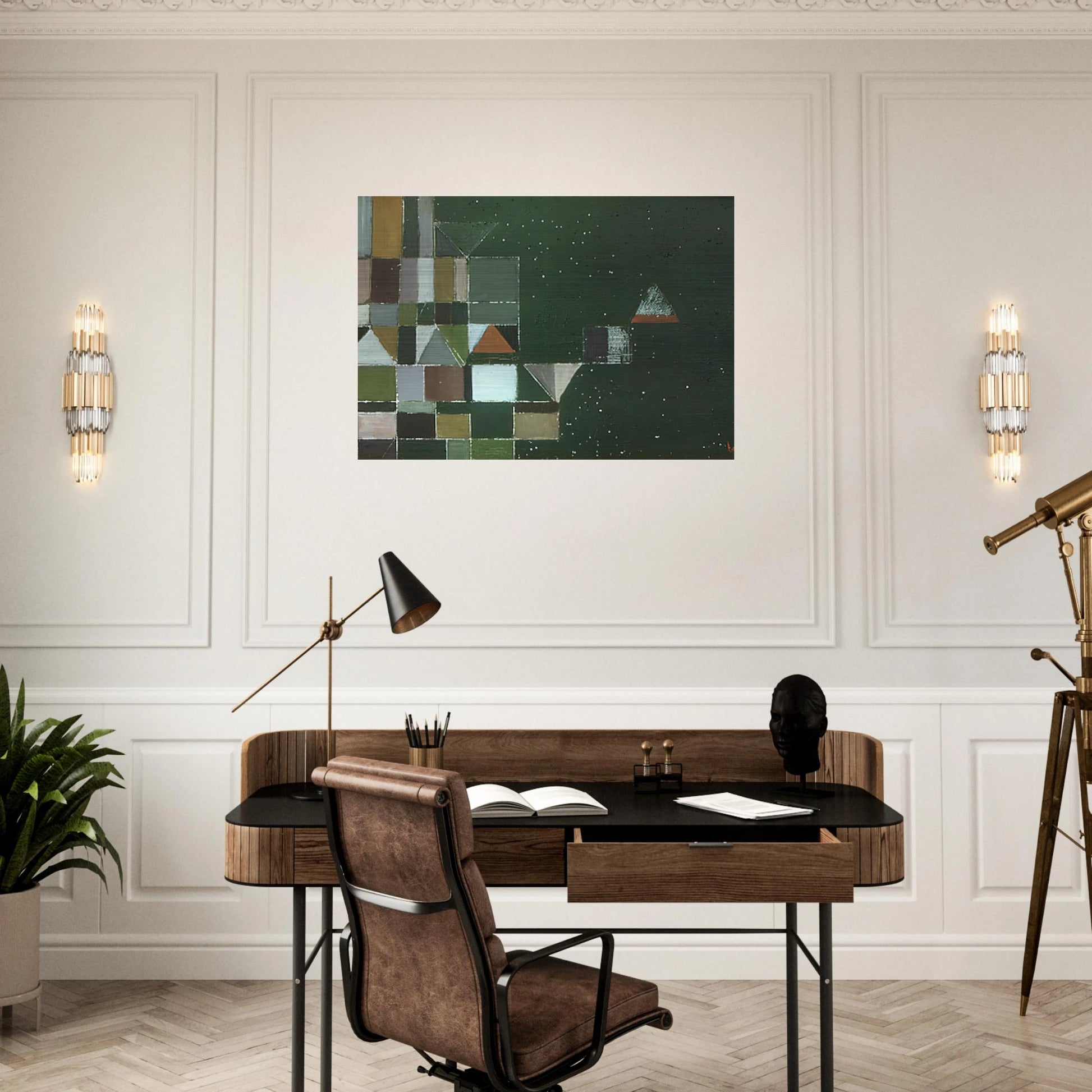 SQUARE MOTIF GREEN LILAC 1948 - Victor Pasmore Brushed Aluminum Print - 70x100 cm / 28x40 inches | Victor Pasmore Aluminum Print | Victor Pasmore Prints