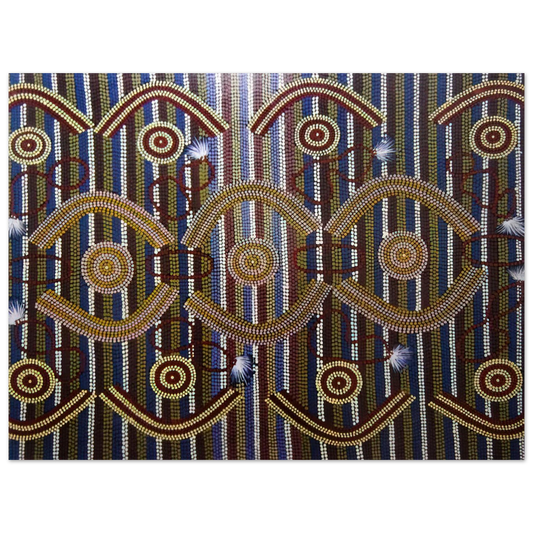 Clifford Possum Tjapaltjarri - Anmatyerre Ceremonial Designs Associated with the Rockhole Site Intankangu - 1982  75x100 cm / 30x40inches Fine Art Poster