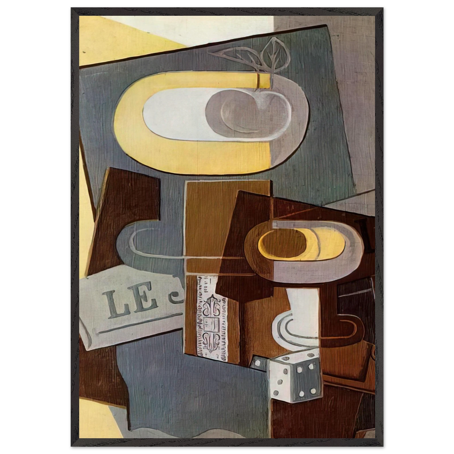 THE DICE 1922 - Juan Gris 70x100 cm / 28x40 inches Framed Art Print – Black Wooden Frame