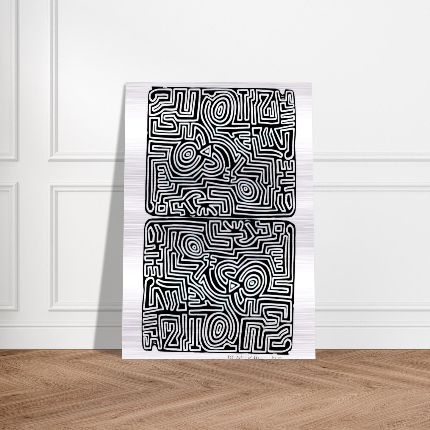 LABYRINTH 1989 - Keith Haring Brushed Aluminum Print - 70x100 cm / 28x40 inches | Keith Haring Aluminum Print | Keith Haring Prints