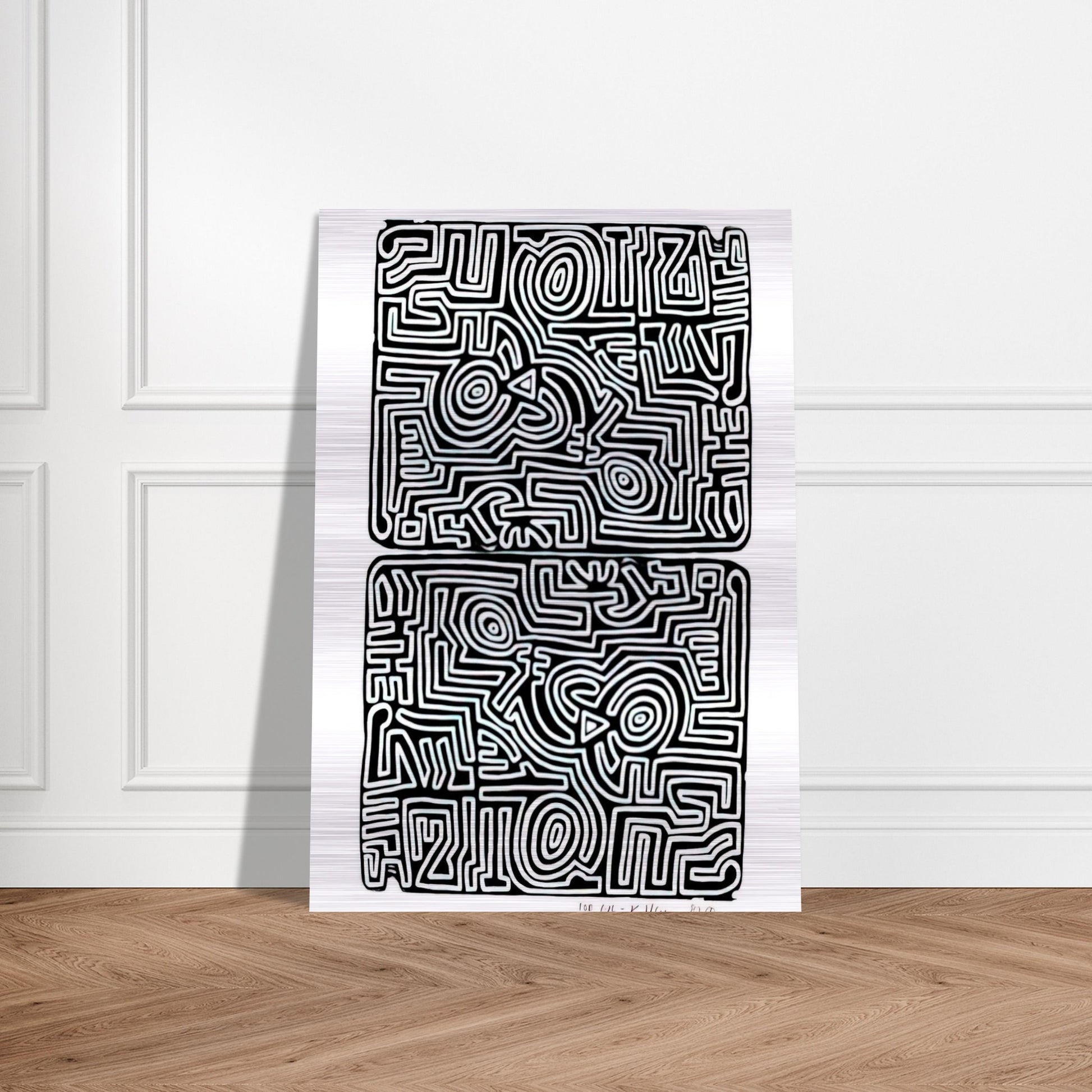LABYRINTH 1989 - Keith Haring Brushed Aluminum Print - 70x100 cm / 28x40 inches | Keith Haring Aluminum Print | Keith Haring Prints