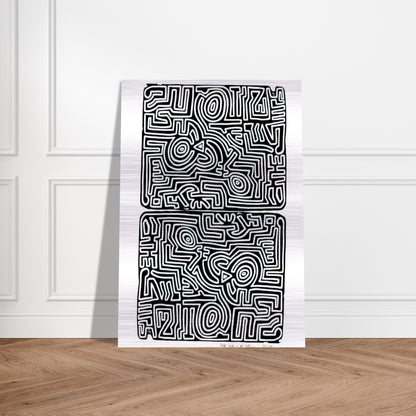 LABYRINTH 1989 - Keith Haring Brushed Aluminum Print - 70x100 cm / 28x40 inches | Keith Haring Aluminum Print | Keith Haring Prints