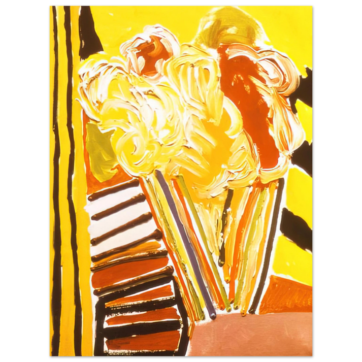 Ronnie Landfield - Yellow Flower Painting - 1973  75x100 cm / 30x40inches Fine Art Poster