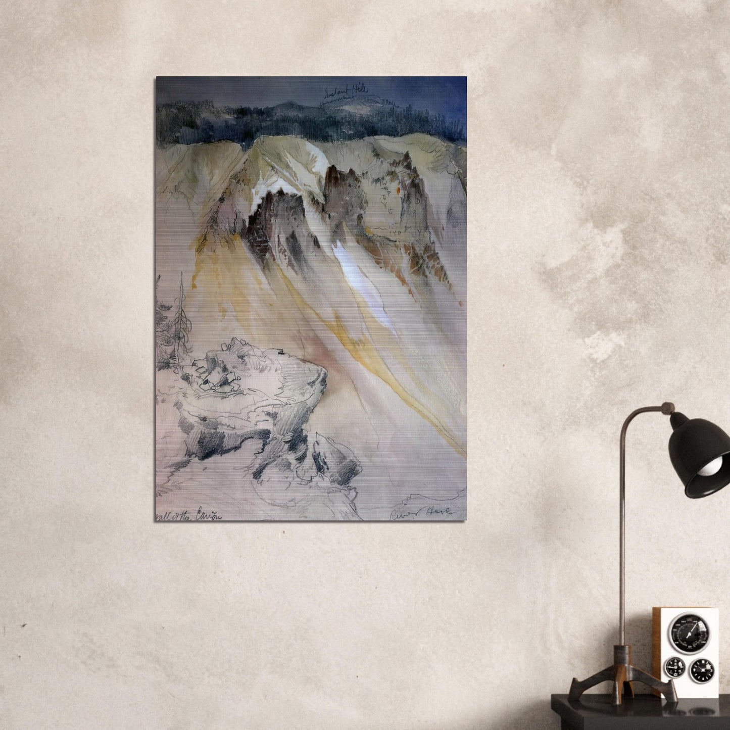 East wall of the canyon from Inspiration Point - Thomas Moran Brushed Aluminum Print - 70x100 cm / 28x40 inches | Thomas Moran Aluminum Print | Thomas Moran Prints