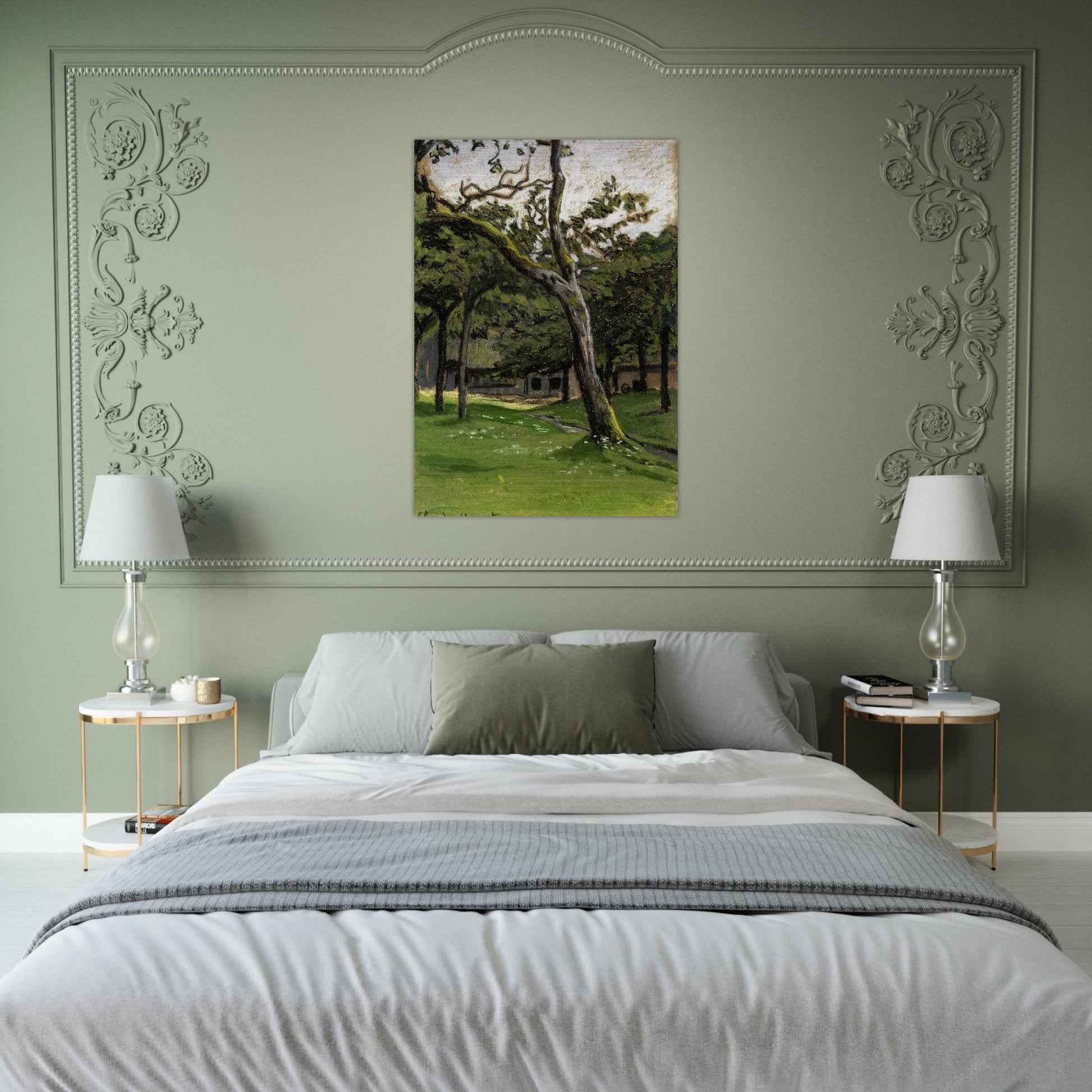 Norman Farm through the Trees - claude monet Brushed Aluminum Print - 70x100 cm / 28x40 inches | claude monet Aluminum Print | claude monet Prints
