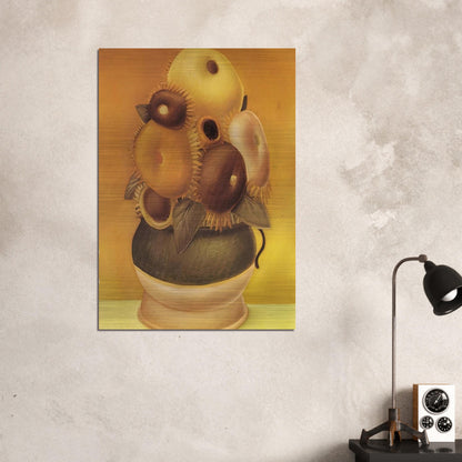 SUNFLOWERS - Fernando Botero Brushed Aluminum Print - 70x100 cm / 28x40 inches | Fernando Botero Aluminum Print | Fernando Botero Prints