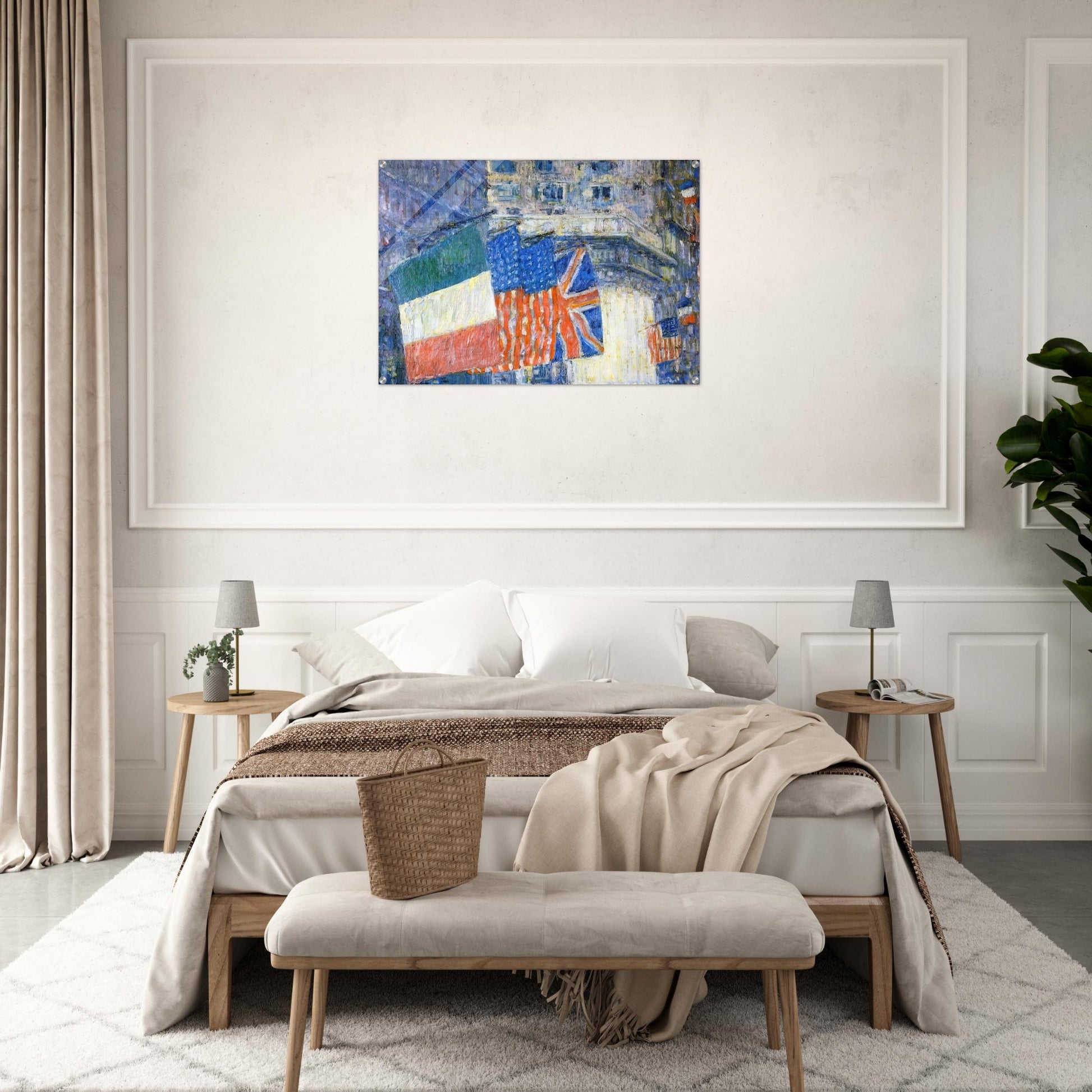 Avenue of the Allies aka Flags on the Waldorf - Childe Hassam Acrylic Print - 70x100 cm / 28x40″ inches | Childe Hassam Wall Art | Childe Hassam Prints