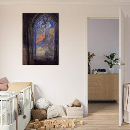 STAINED GLASS WINDOW THE MYSTERIOUS GARDEN - Odilon Redon Brushed Aluminum Print - 70x100 cm / 28x40 inches | Odilon Redon Aluminum Print | Odilon Redon Prints