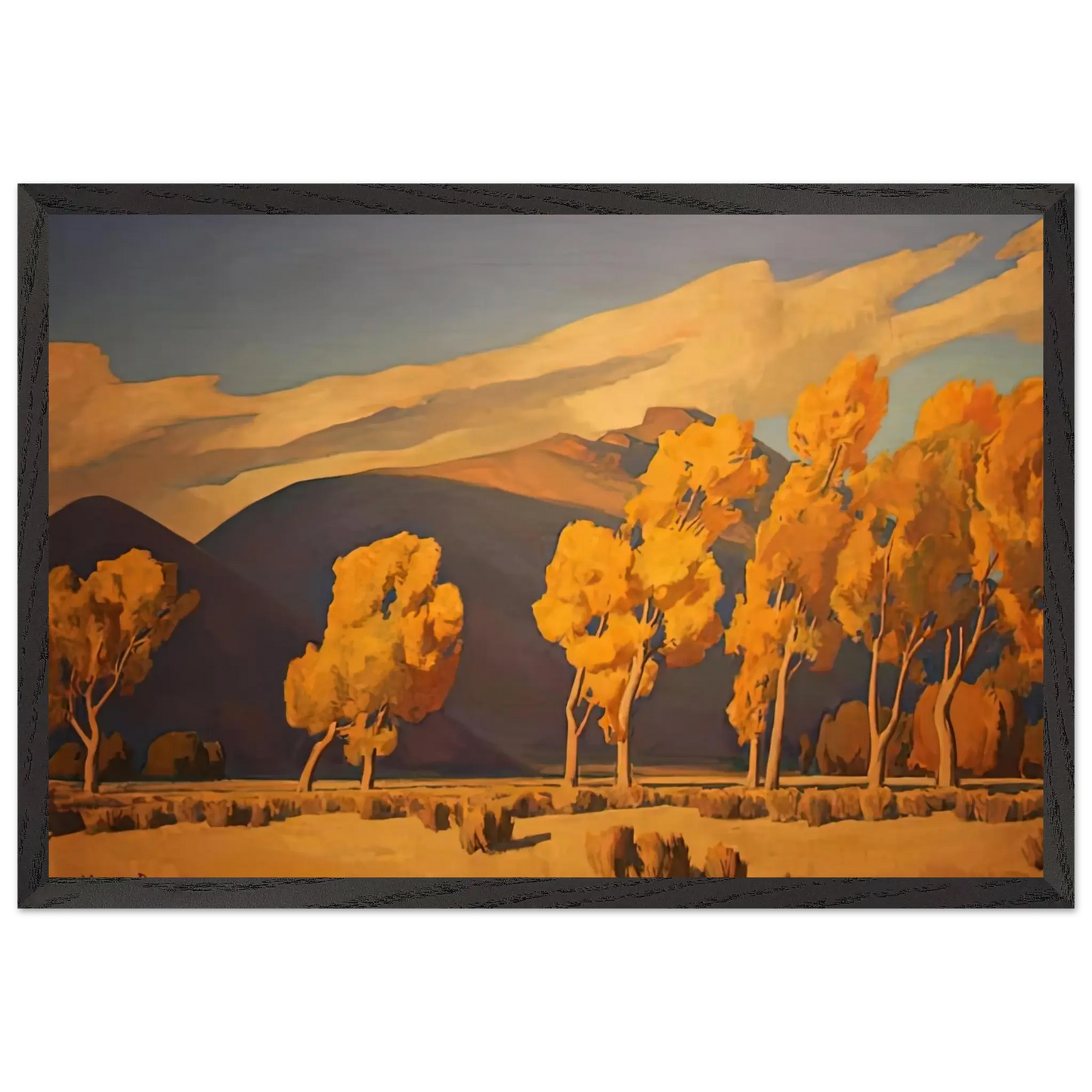 Maynard Dixon - NOVEMBER IN NEVADA 1935 Wall art - 21x29.7 cm / 8x12" - Premium Wooden Framed Poster With Fine Art Paper - Black frame
