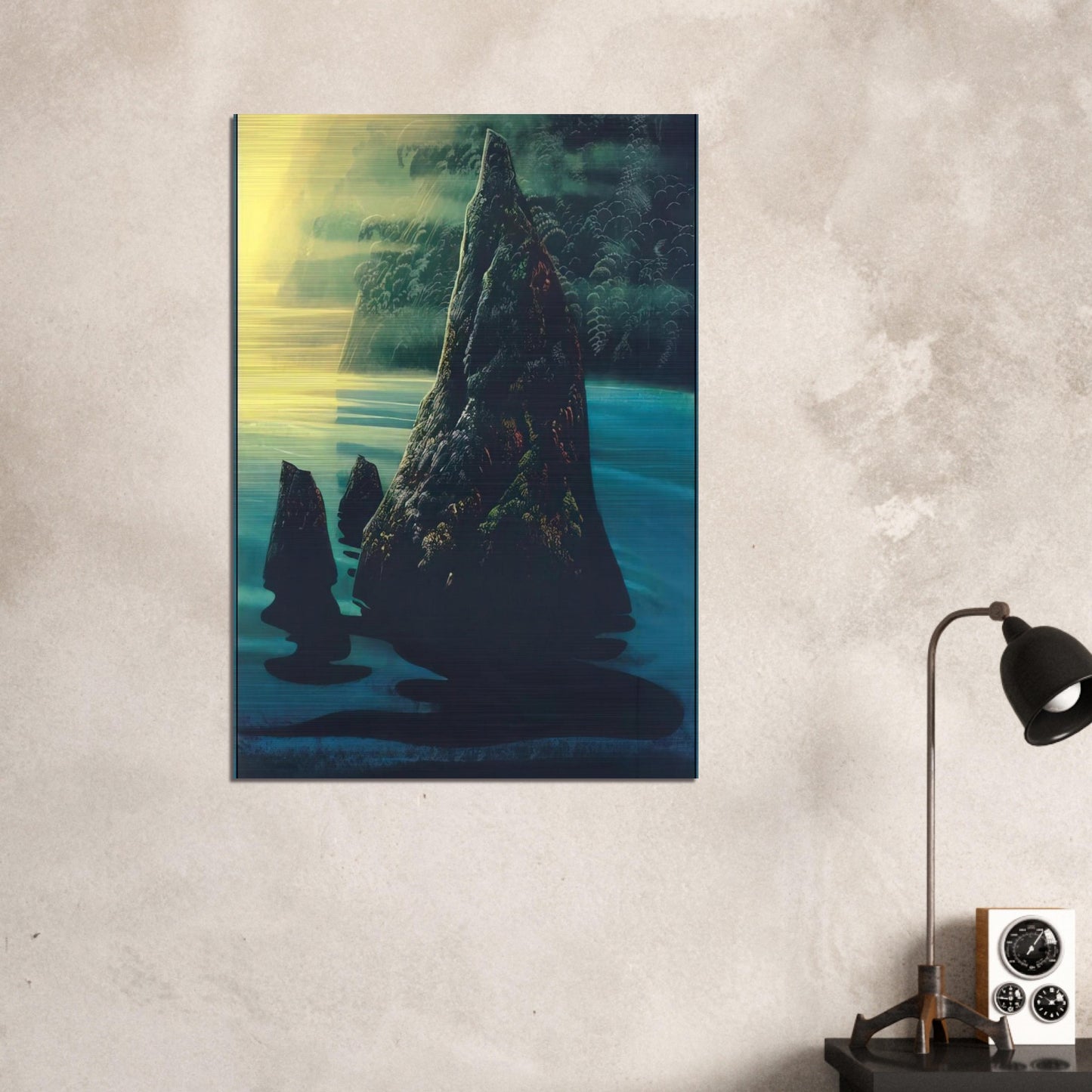 The Rock - Eyvind Earle Brushed Aluminum Print - 70x100 cm / 28x40 inches | Eyvind Earle Aluminum Print | Eyvind Earle Prints