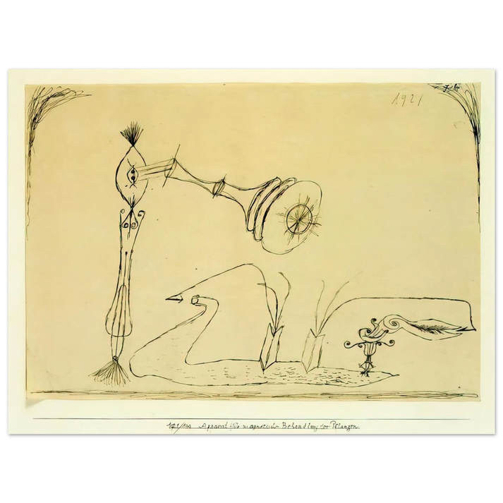 Paul Klee - APPARATUS FOR THE MAGNETIC TREATMENT OF PLANTS 1908  75x100 cm / 30x40inches Fine Art Poster