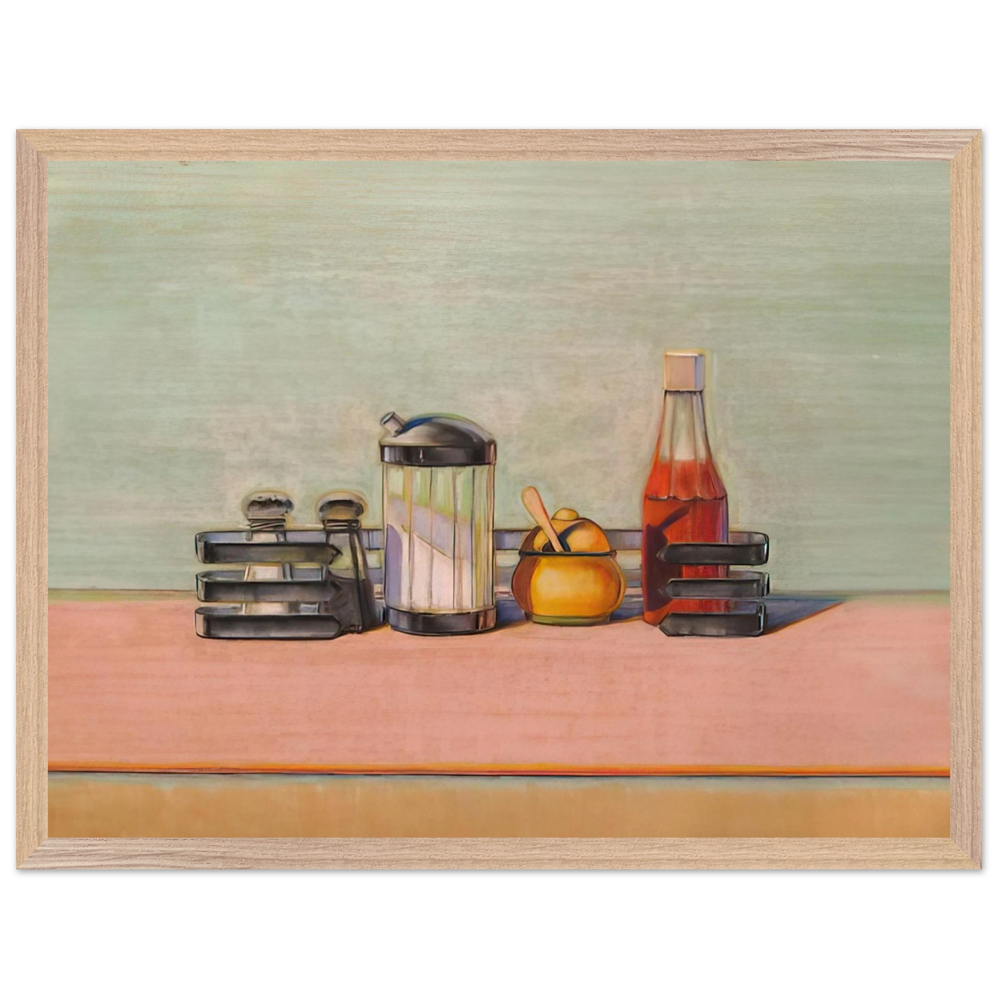 Wayne Thiebaud - Caged Condiments - 2000 Wall Art - 60x80 cm / 24x32 inches - Premium Wooden Framed Poster With Fine Art Paper - Black frame