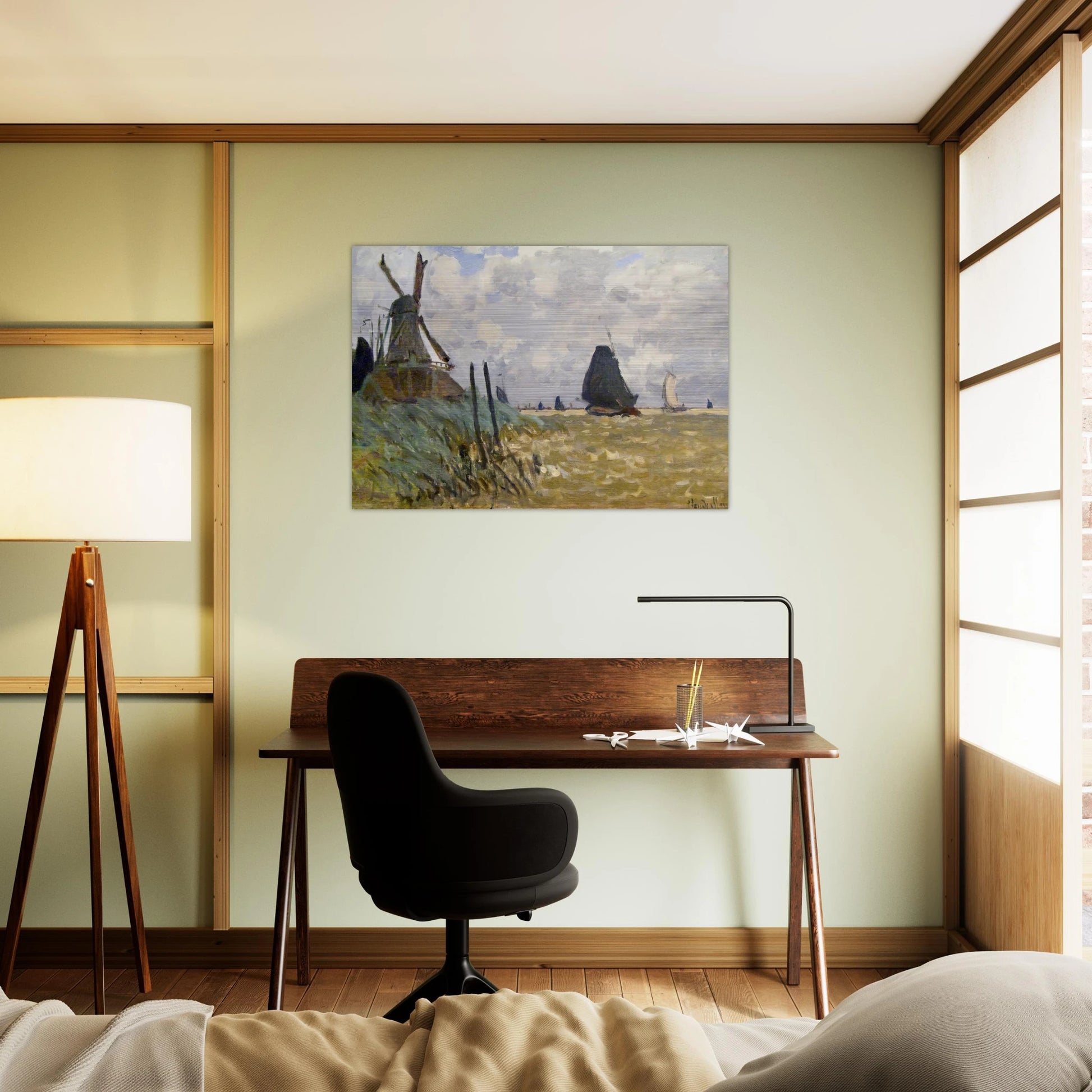 Windmill near Zaandam - claude monet Brushed Aluminum Print - 70x100 cm / 28x40 inches | claude monet Aluminum Print | claude monet Prints