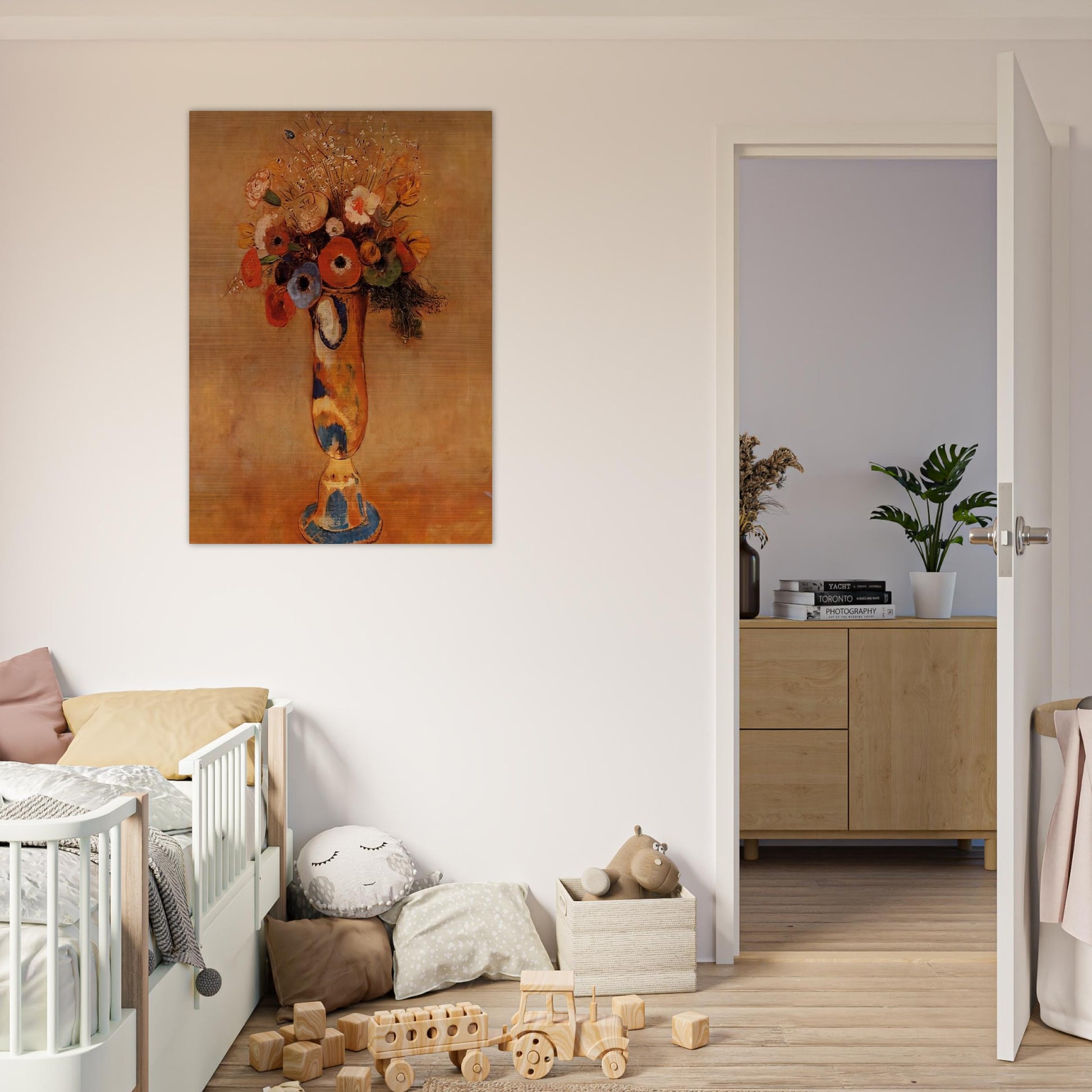 WILDFLOWERS IN A LONG NECKED VASE - Odilon Redon Brushed Aluminum Print - 70x100 cm / 28x40 inches | Odilon Redon Aluminum Print | Odilon Redon Prints
