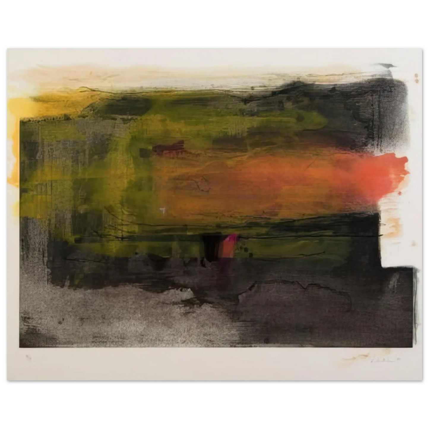 Helen Frankenthaler - Deep Sun - 1983 Wall art - 30x45 cm / 12x18 Inches - Premium Wooden Framed Poster With Fine Art Paper - Black frame