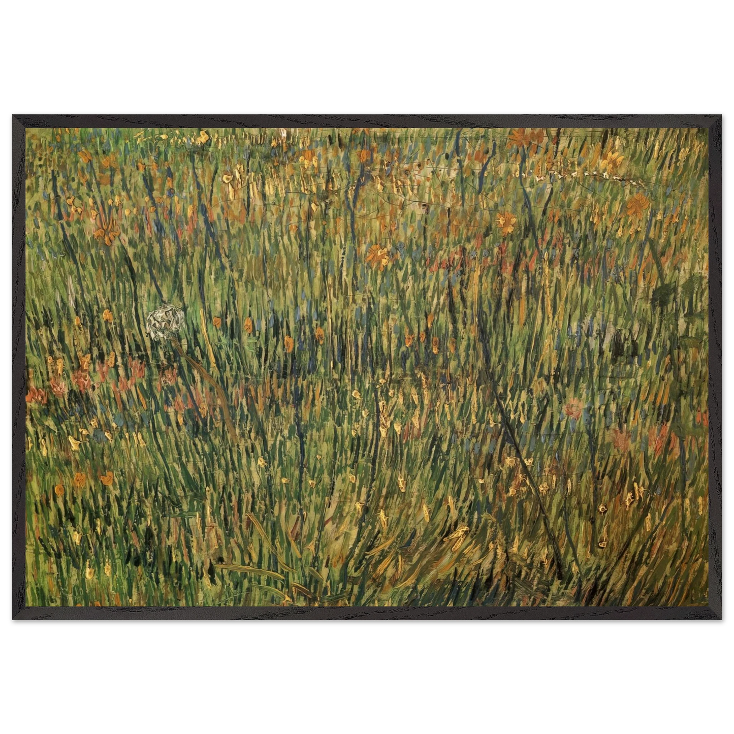 Pasture in Bloom - Vincent van Gogh 70x100 cm / 28x40 inches Framed Art Print – Black Wooden Frame