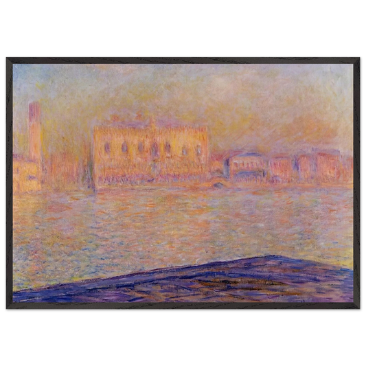 The Doges Palace Seen from San Giorgio Maggiore - claude monet 70x100 cm / 28x40 inches Framed Art Print – Black Wooden Frame