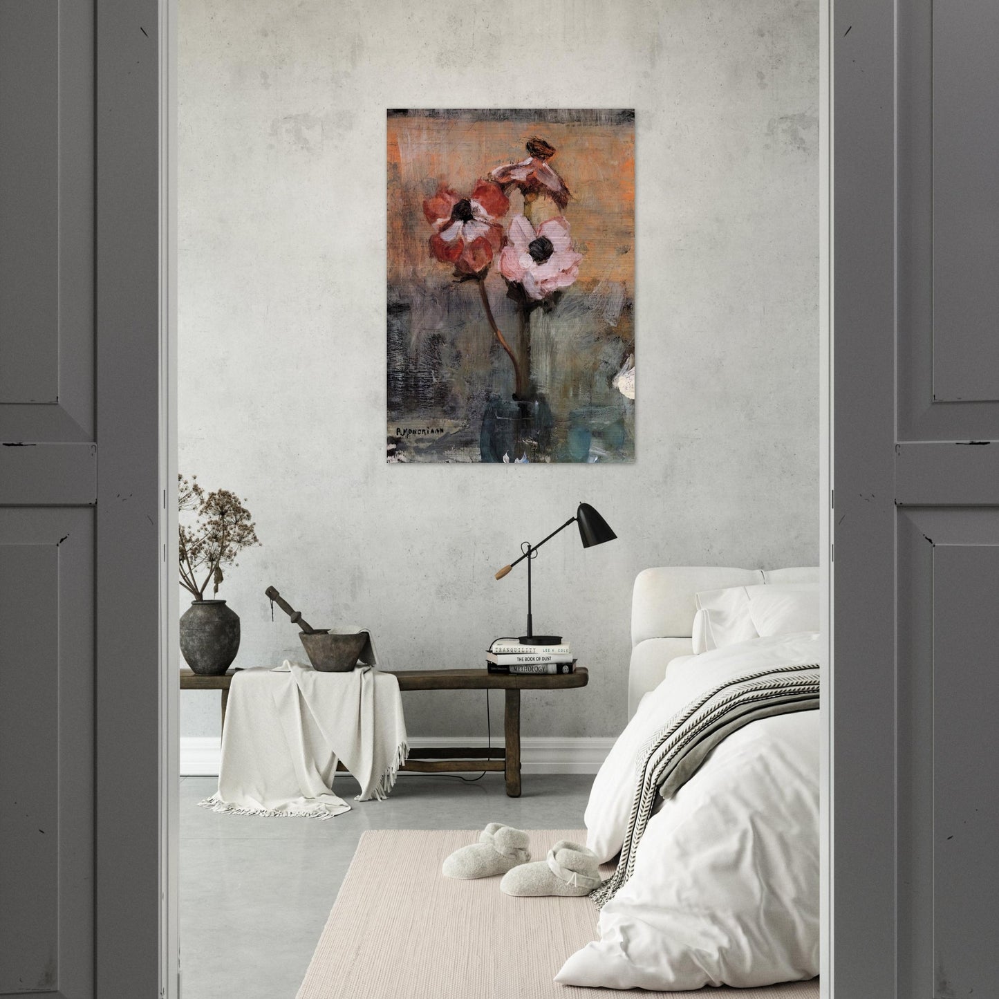 Anemones in a Vase - Piet Mondrian Brushed Aluminum Print - 70x100 cm / 28x40 inches | Piet Mondrian Aluminum Print | Piet Mondrian Prints