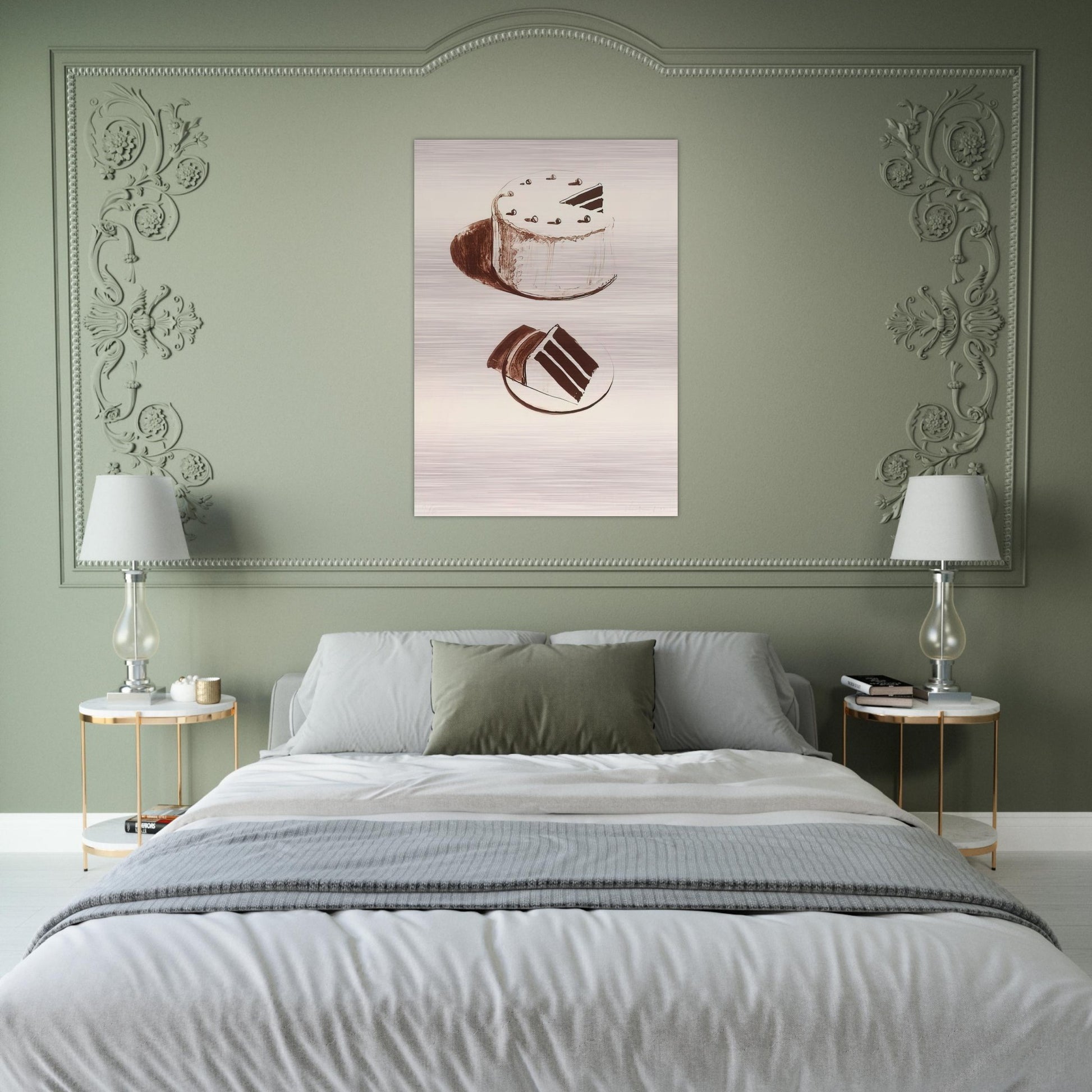 Chocolate Cake - 1971 - Wayne Thiebaud Brushed Aluminum Print - 70x100 cm / 28x40 inches | Wayne Thiebaud Aluminum Print | Wayne Thiebaud Prints