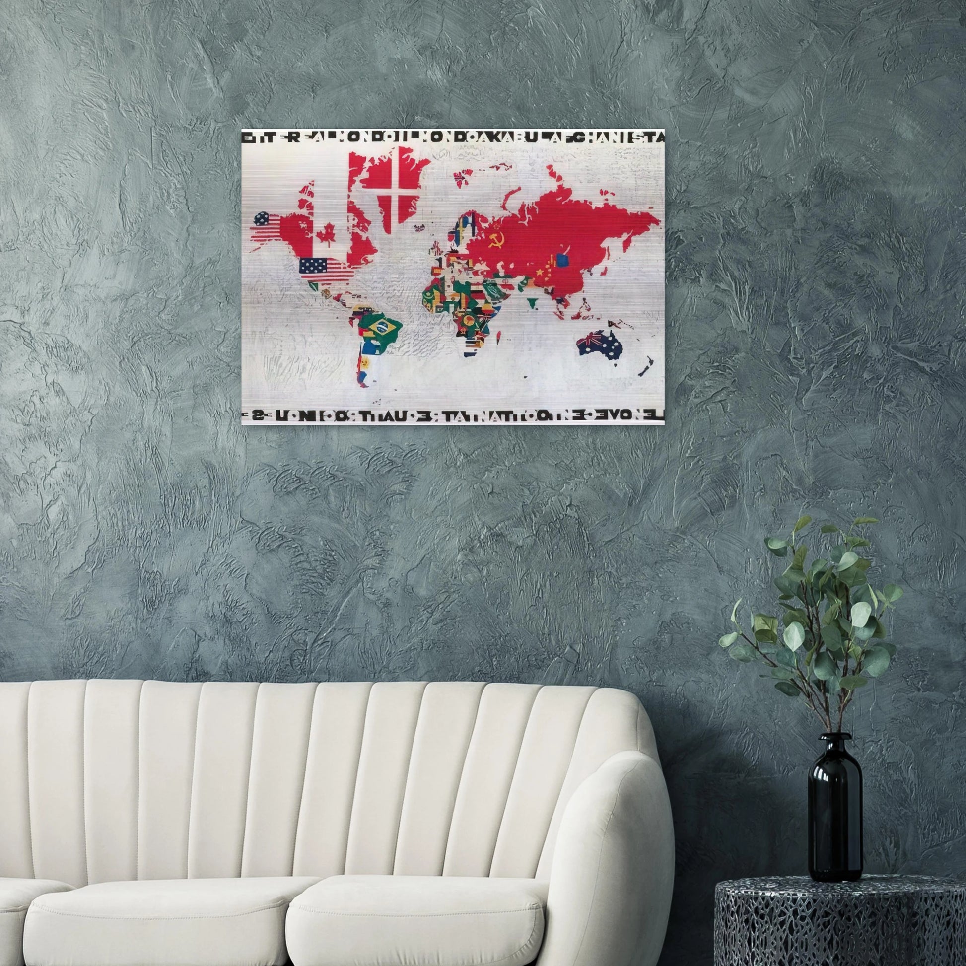 MAPPA 1983 - Alighiero Boetti Brushed Aluminum Print - 70x100 cm / 28x40 inches | Alighiero Boetti Aluminum Print | Alighiero Boetti Prints
