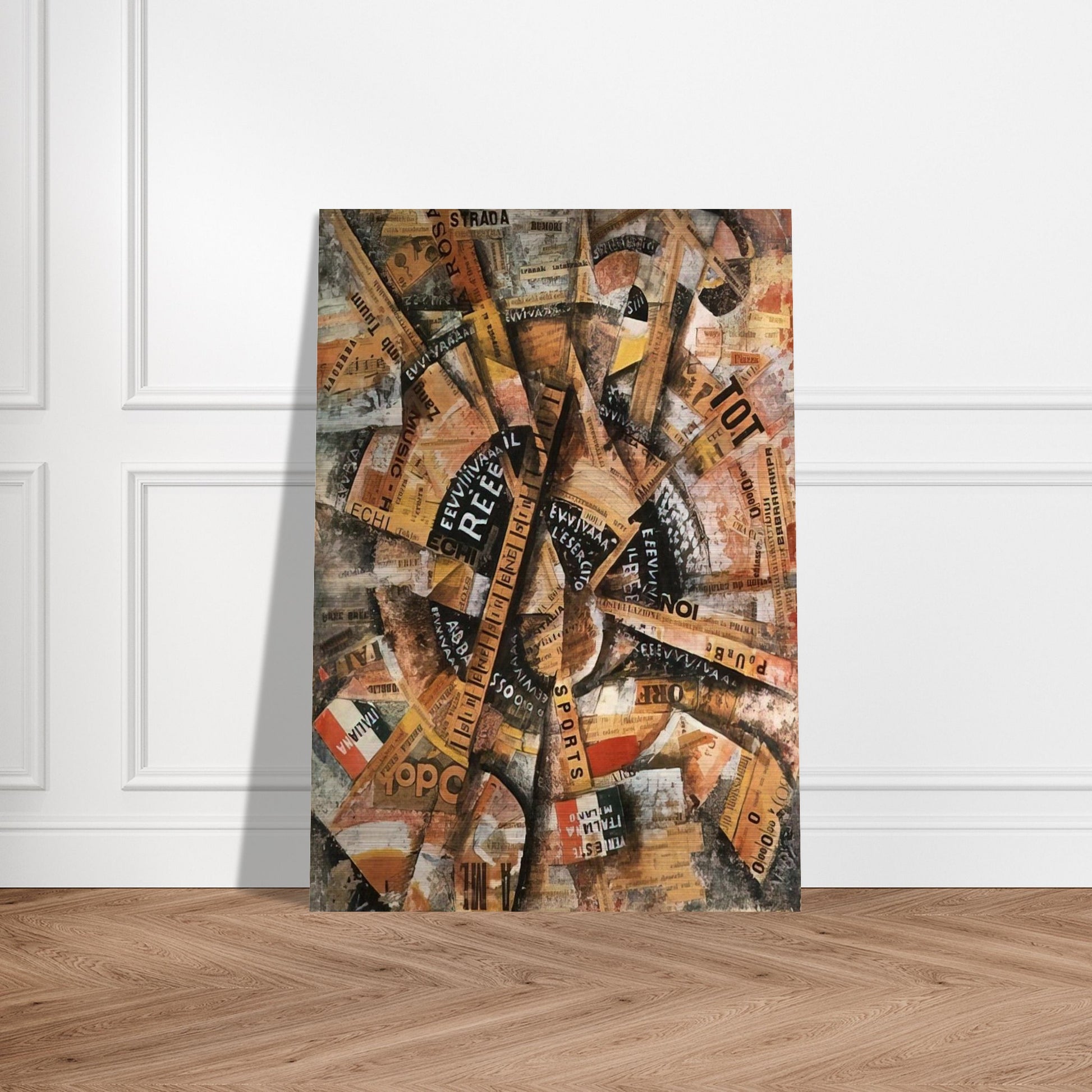 INTERVENTIONIST DEMONSTRATION PATRIOTIC HOLIDAY FREEWORD PAINTING 1914 1914 - Carlo Carra Brushed Aluminum Print - 70x100 cm / 28x40 inches | Carlo Carra Aluminum Print | Carlo Carra Prints