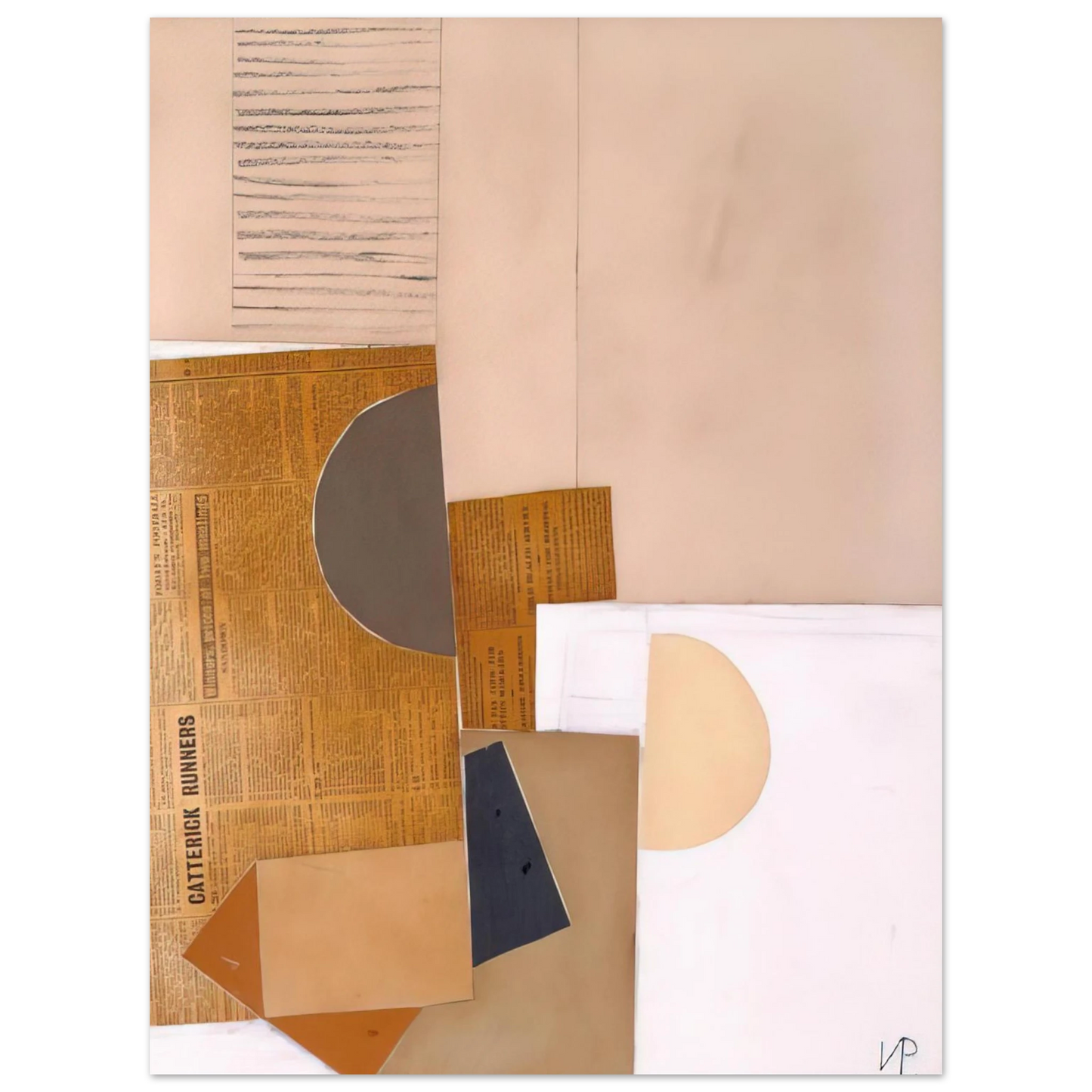 Victor Pasmore - Abstract in White, Grey and Ochre - 1949  75x100 cm / 30x40inches Fine Art Poster