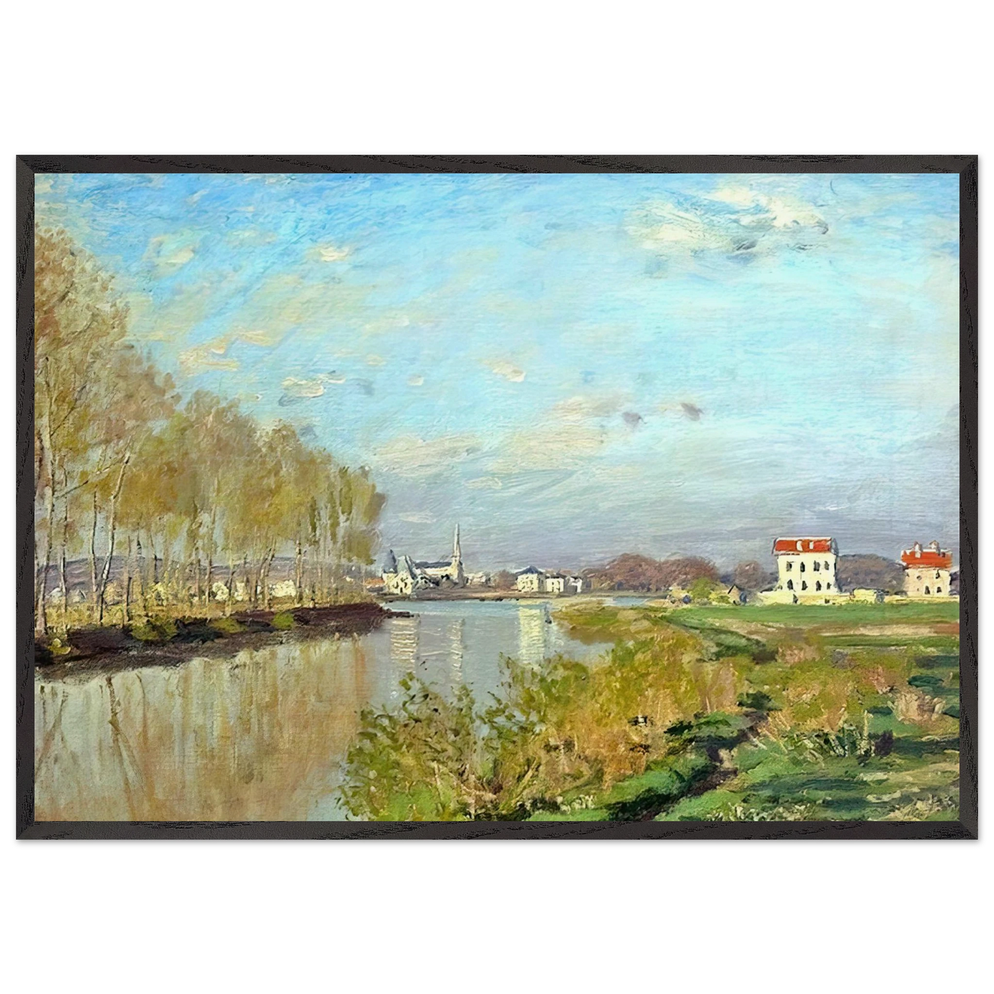 Argenteuil The Seine - claude monet 70x100 cm / 28x40 inches Framed Art Print – Black Wooden Frame