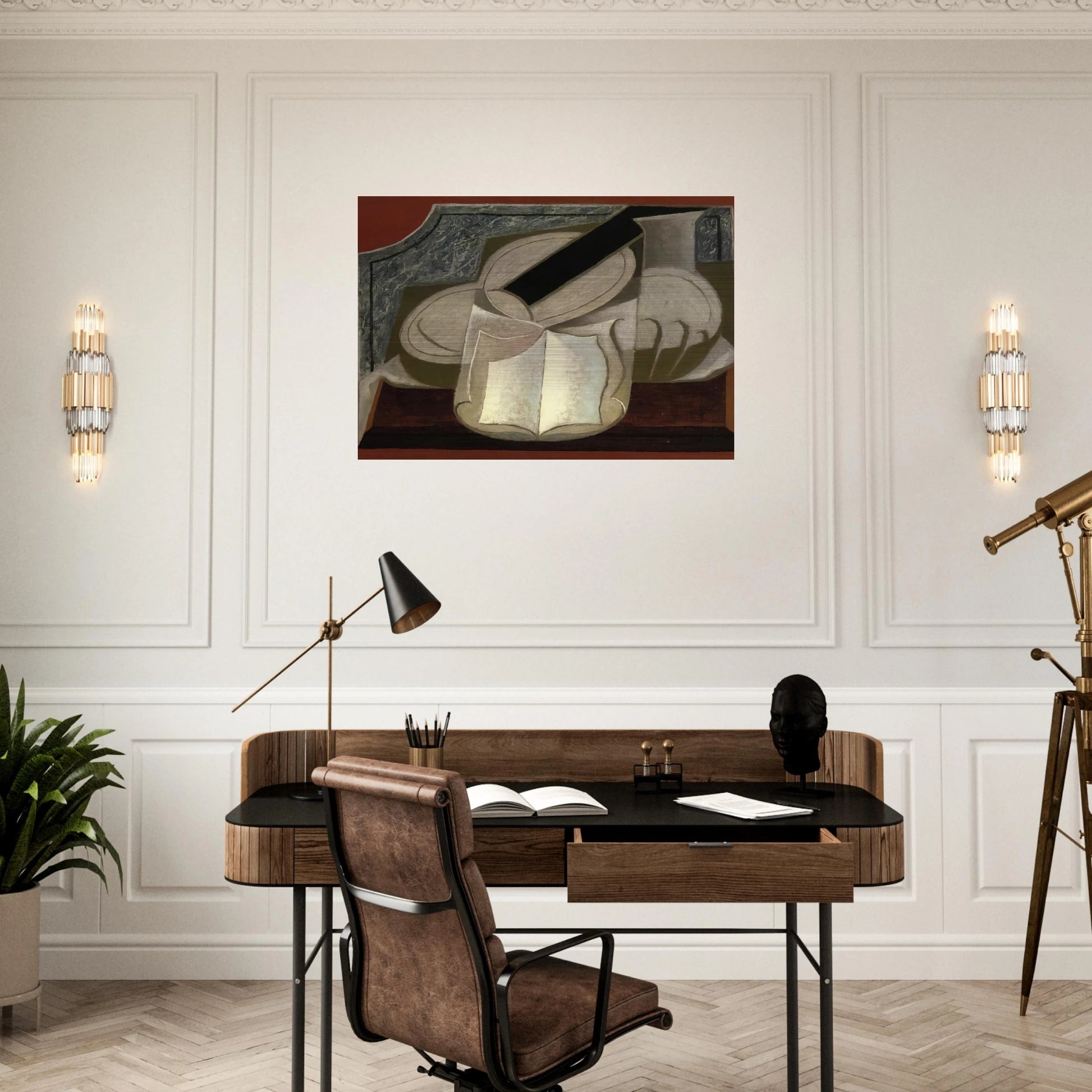 BOOK AND GUITAR 1925 - Juan Gris Brushed Aluminum Print - 70x100 cm / 28x40 inches | Juan Gris Aluminum Print | Juan Gris Prints