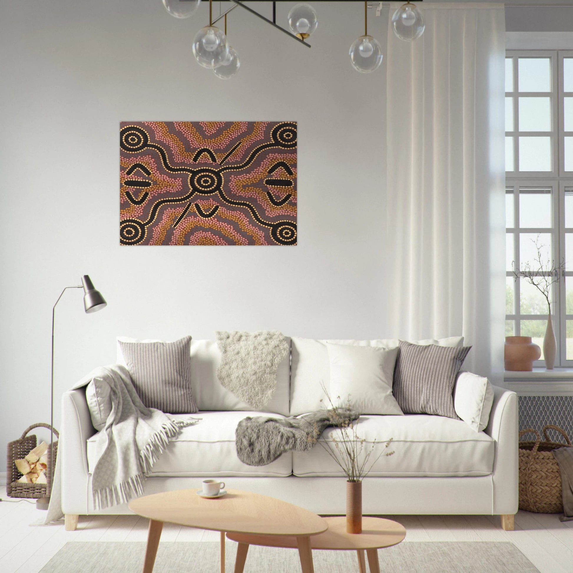 Untitled - 1980 - Clifford Possum Tjapaltjarri Brushed Aluminum Print - 70x100 cm / 28x40 inches | Clifford Possum Tjapaltjarri Aluminum Print | Clifford Possum Tjapaltjarri Prints