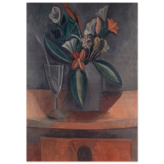 Flowers in a Grey Jar - 1908 - Pablo Picasso Brushed Aluminum Print - 70x100 cm / 28x40 inches | Pablo Picasso Aluminum Print | Pablo Picasso Prints