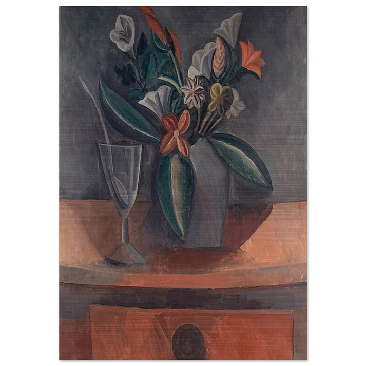 Flowers in a Grey Jar - 1908 - Pablo Picasso Brushed Aluminum Print - 70x100 cm / 28x40 inches | Pablo Picasso Aluminum Print | Pablo Picasso Prints