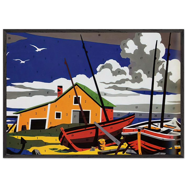 Do It Yourself  Seascape  - Andy Warhol 70x100 cm / 28x40 inches Framed Art Print – Black Wooden Frame