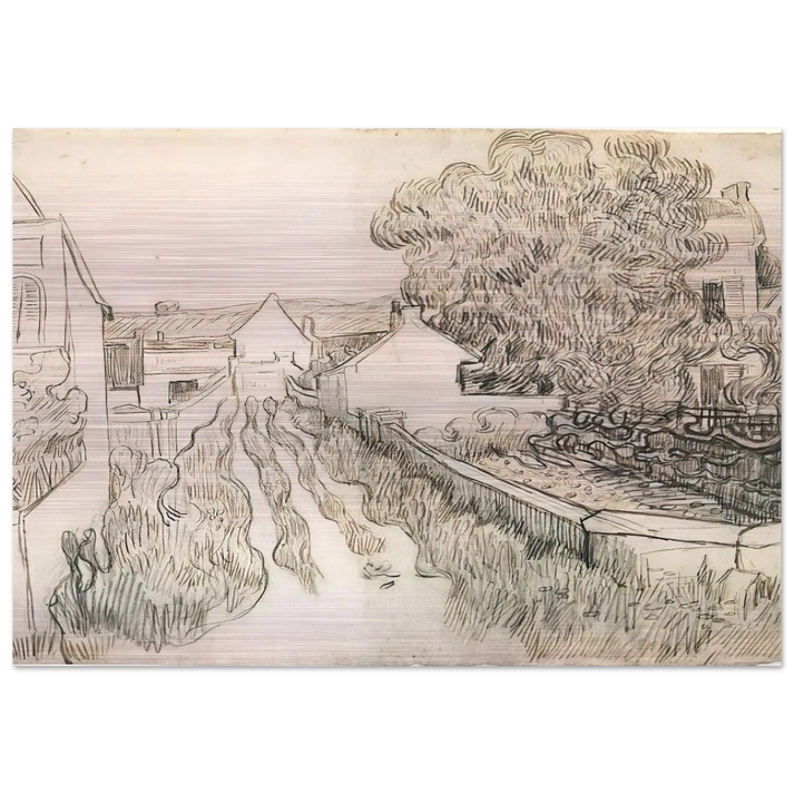 Village Street - Vincent van Gogh Brushed Aluminum Print - 70x100 cm / 28x40 inches | Vincent van Gogh Aluminum Print | Vincent van Gogh Prints