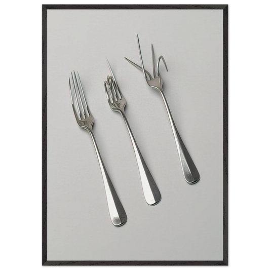 Fork Design - 1958 - Bruno Munari 70x100 cm / 28x40 inches Framed Art Print – Black Wooden Frame