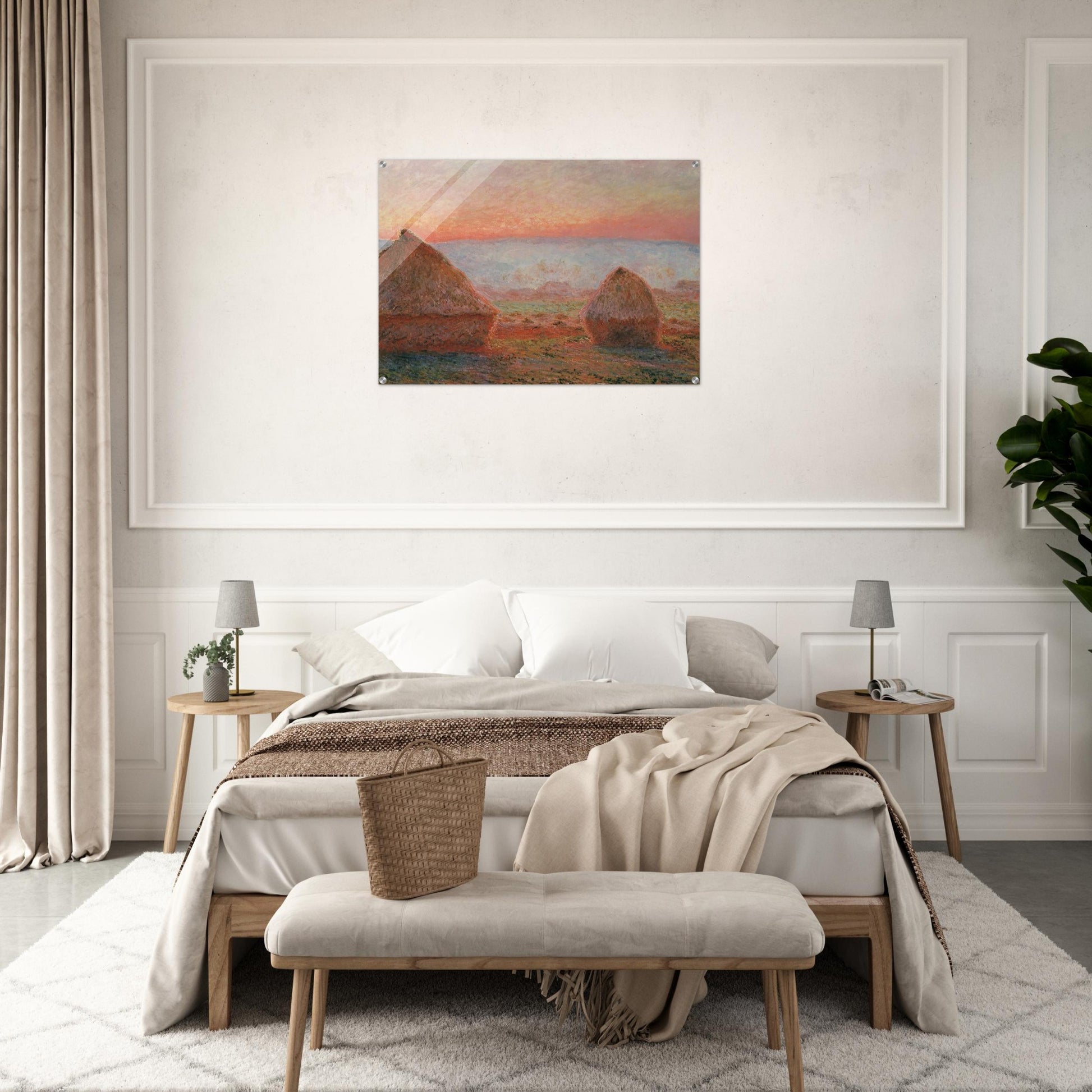 Haystacks at Giverny, the Evening Sun - claude monet Acrylic Print - 70x100 cm / 28x40″ inches | claude monet Wall Art | claude monet Prints