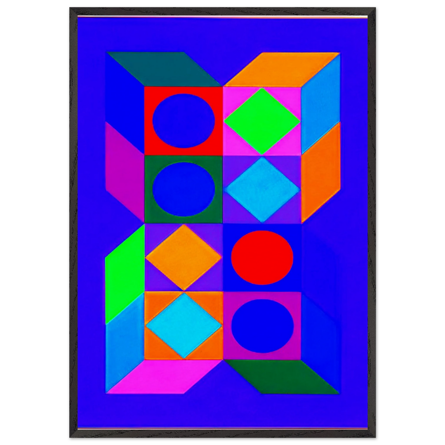 Sonora Do - 1973 - Victor Vasarely 70x100 cm / 28x40 inches Framed Art Print – Black Wooden Frame