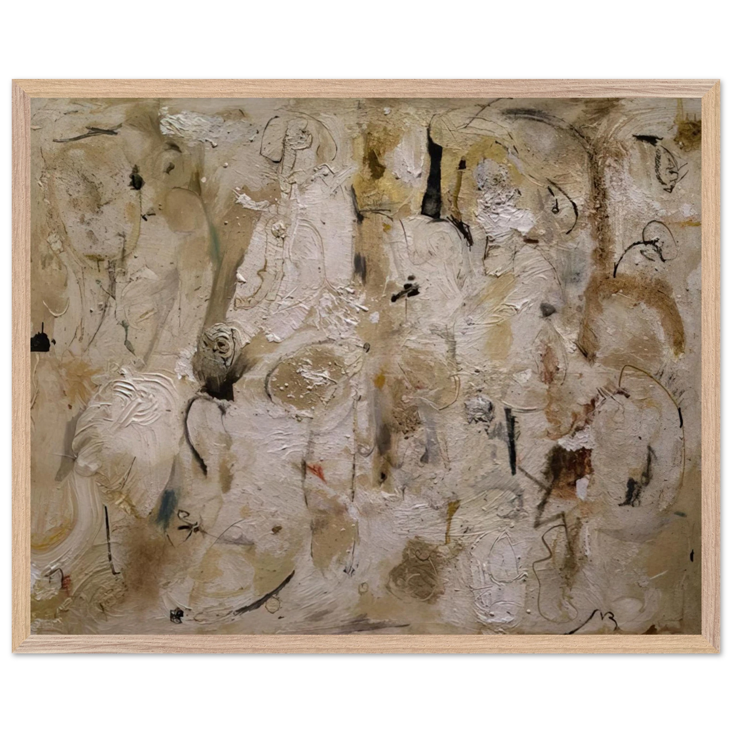 Helen Frankenthaler - Painted on 21st Street - 1951 Wall art - 28x43  cm / XL (11x17 inches) - Premium Wooden Framed Poster With Fine Art Paper-canvas - Wood frame