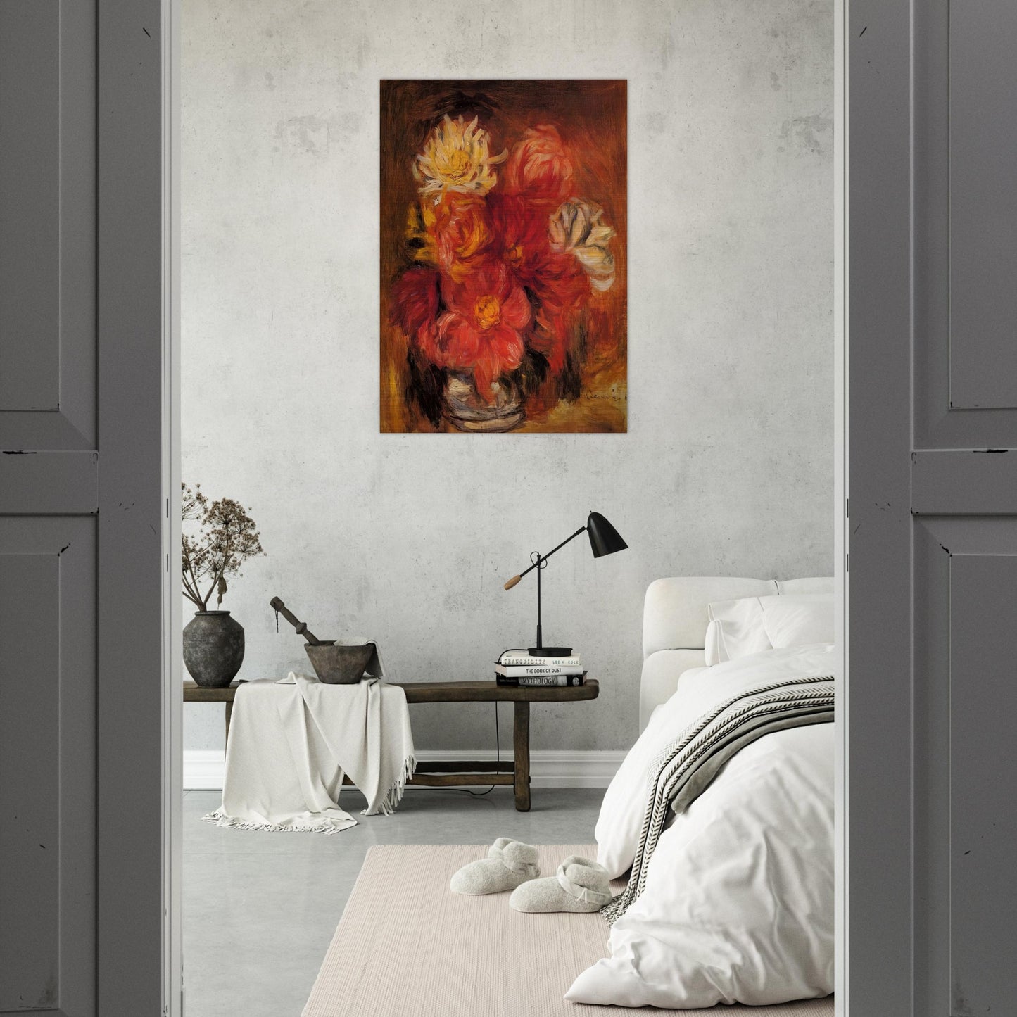 Dahlias - Pierre-Auguste Renoir Brushed Aluminum Print - 70x100 cm / 28x40 inches | Pierre-Auguste Renoir Aluminum Print | Pierre-Auguste Renoir Prints
