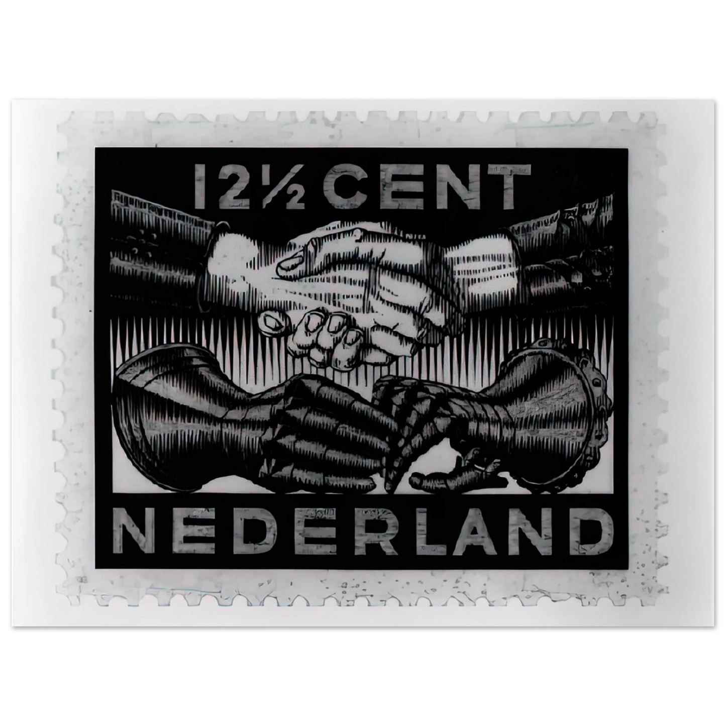 MC Escher - DESIGN FOR DUTCH PEASE POSTAGE STAMP MARCH 1932 1932 Wall Art - 21x29.7 cm / 8x12" - Fine Art Poster - -