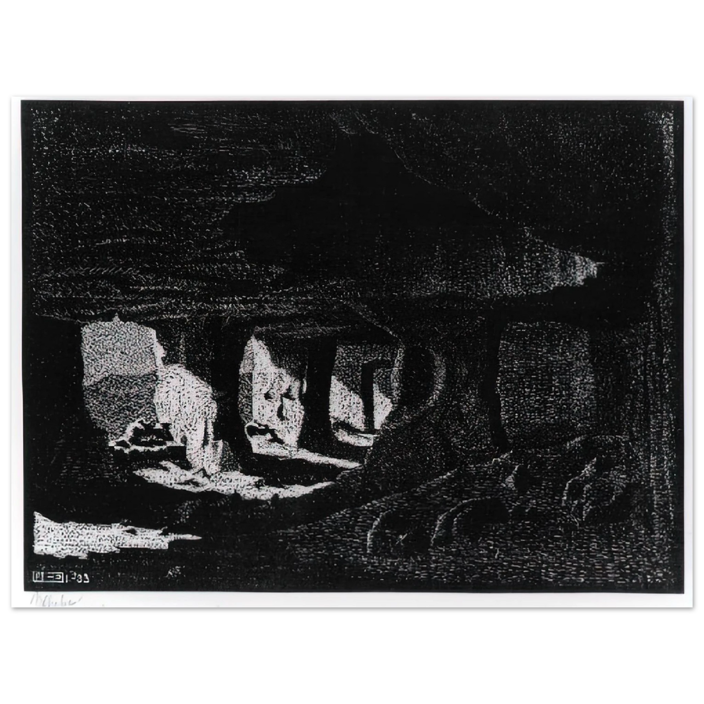 MC Escher - CAVE DWELLINGS NEAR SPERLINGA SICILY Wall Art - 21x29.7 cm / 8x12" - Fine Art Poster-canvas - -