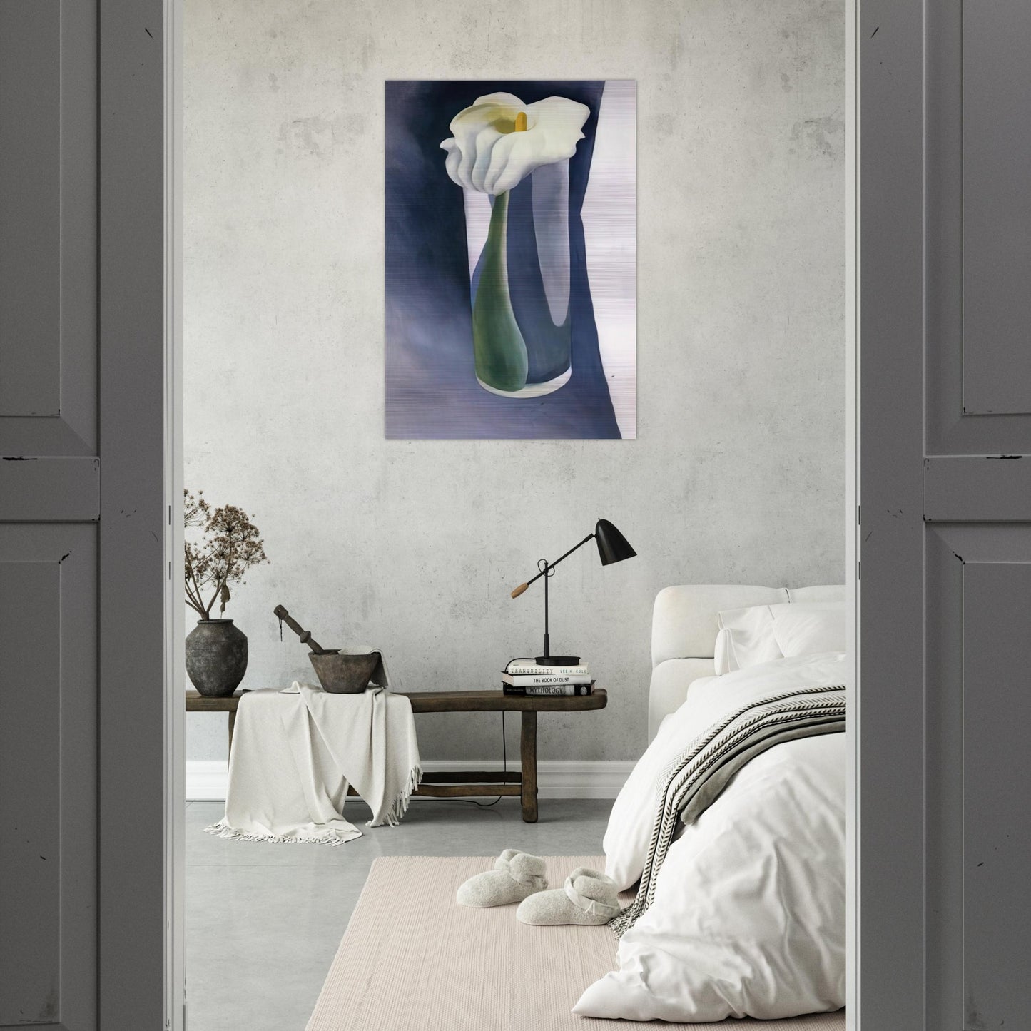 Calla Lily in Tall Glass - Georgia O'Keeffe Brushed Aluminum Print - 70x100 cm / 28x40 inches | Georgia O'Keeffe Aluminum Print | Georgia O'Keeffe Prints