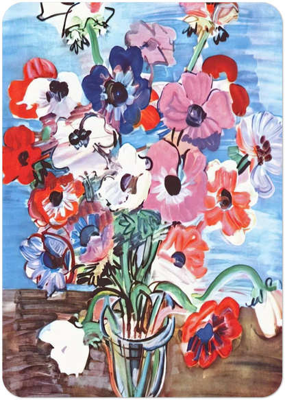 ANEMONES 1937 By Raoul Dufy Pack of 10 Post Cards | Raoul Dufy Post Cards | A6 (10.5 x 14.8 cm) - 4.1 x 5.8 inches