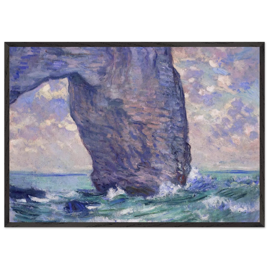 The Manneport Seen from Below - claude monet 70x100 cm / 28x40 inches Framed Art Print – Black Wooden Frame