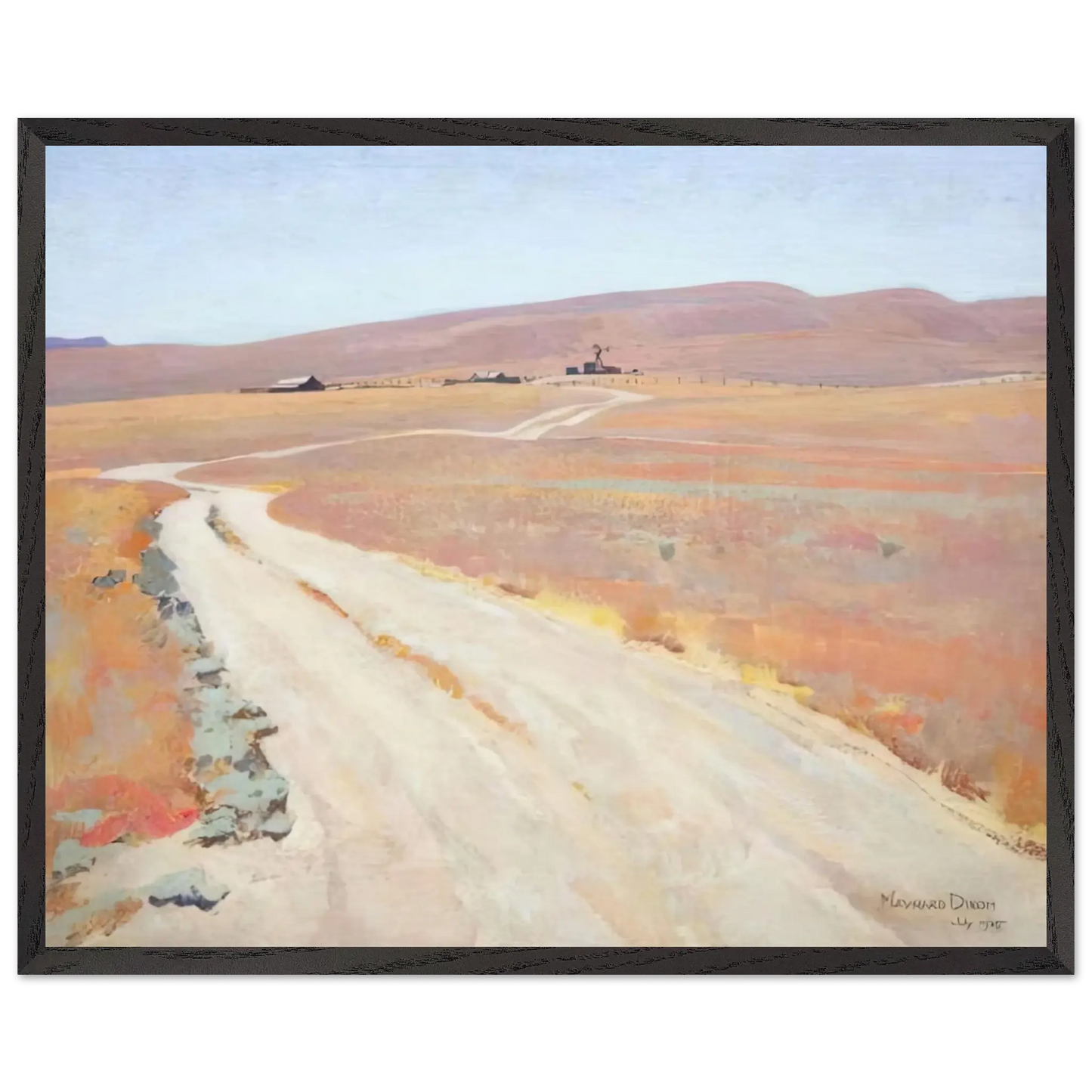 Maynard Dixon - ABANDONED RANCH 1935 Wall art - 21x29.7 cm / 8x12" - Premium Wooden Framed Poster With Fine Art Paper - Black frame